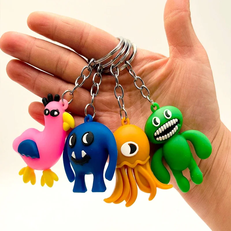 Wholesale Anime Game Character Rainbow Friends Keychain Jellyfish Pendant Blue Monster Funny Gifts Man for Christmas Accessories