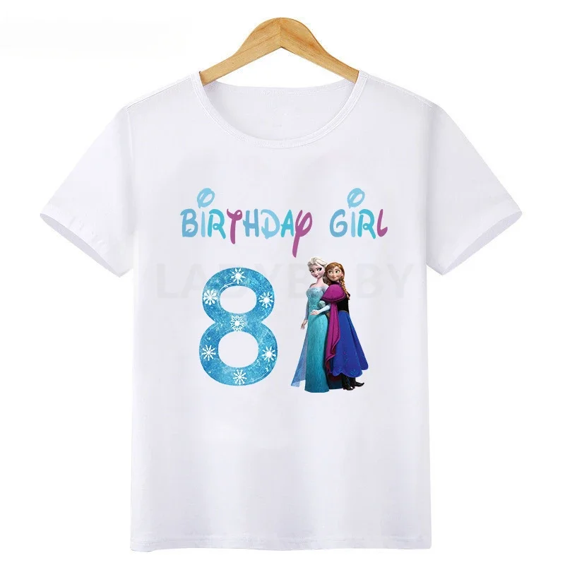 thumbnail image 1 of Camiseta de algodón de cumpleaños para niña de Elsa, Anna y Frozen de Disney, ropa para niños de 1, 2, 3, 4, 5, 6, 7, 8 y 9 años, ropa para bebés, 1 of 5