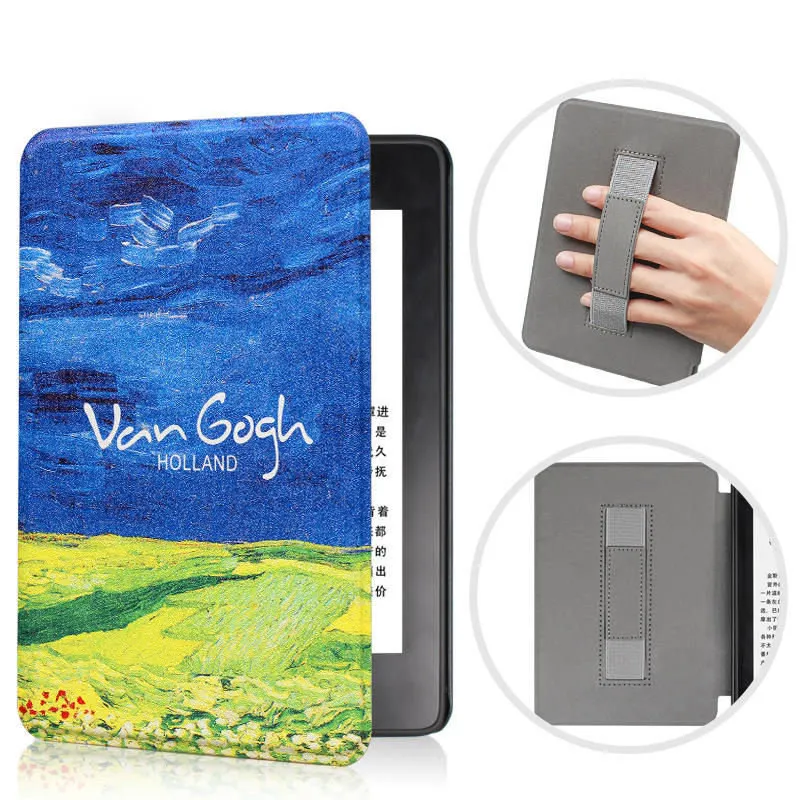 Premium Leather E-Reader Case with Screen Protector and Hand Strap, Auto Wake/Sleep Feature