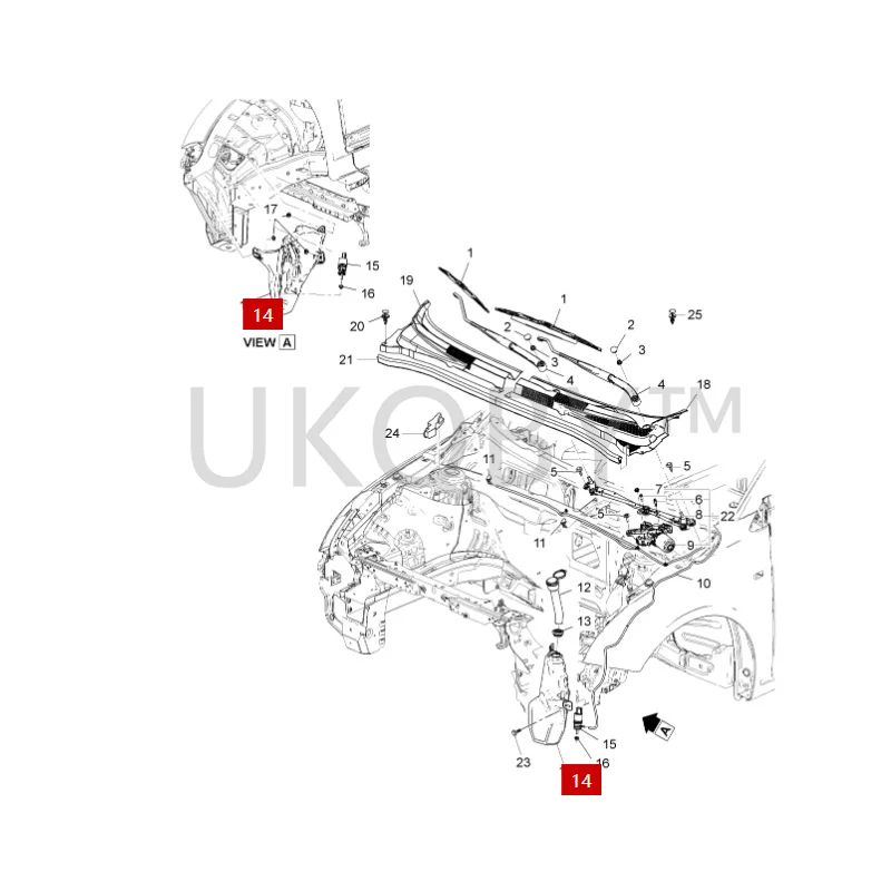 13260595 Suitable for Chevrolet Cruze Wiper brush kettle spray kettle glass spray motor