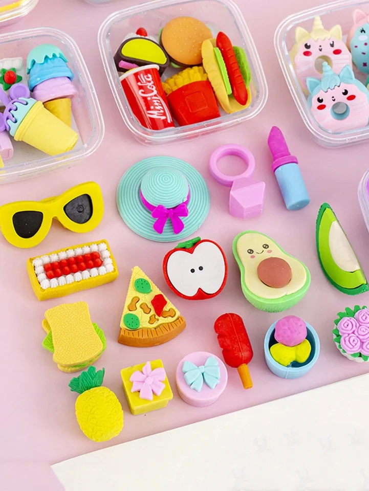 Cute Bento Box Dessert Eraser Set for Stationery