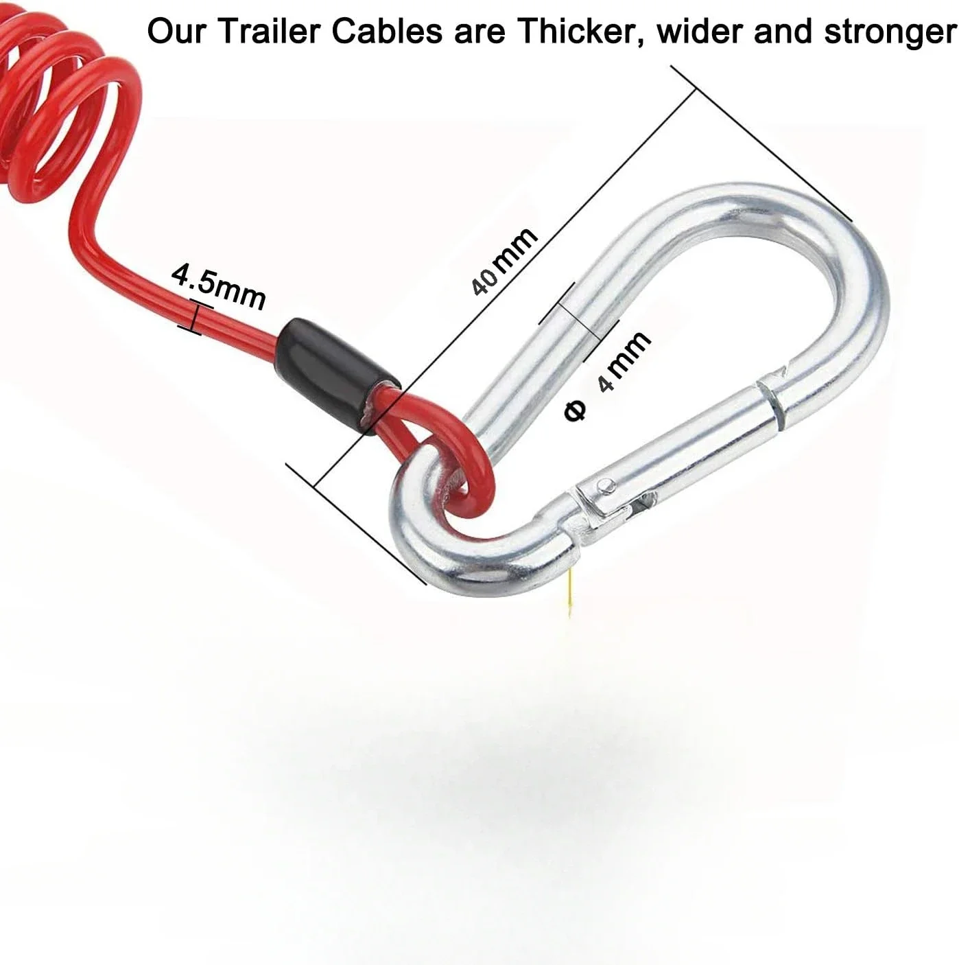 Trailer Cable, Trailer Brake Cable, Heavy Duty Steel Wire Extend to 4ft Coiled Safety Cables Strap for RV Towing