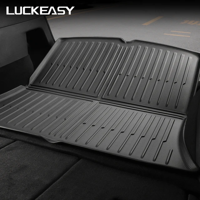 LUCKEASY For Tesla Model Y 2021-2024 Rear Seat Backrest Protective Pad Trunk Mat Car Interior Accessories Anti-Kick Pad 2