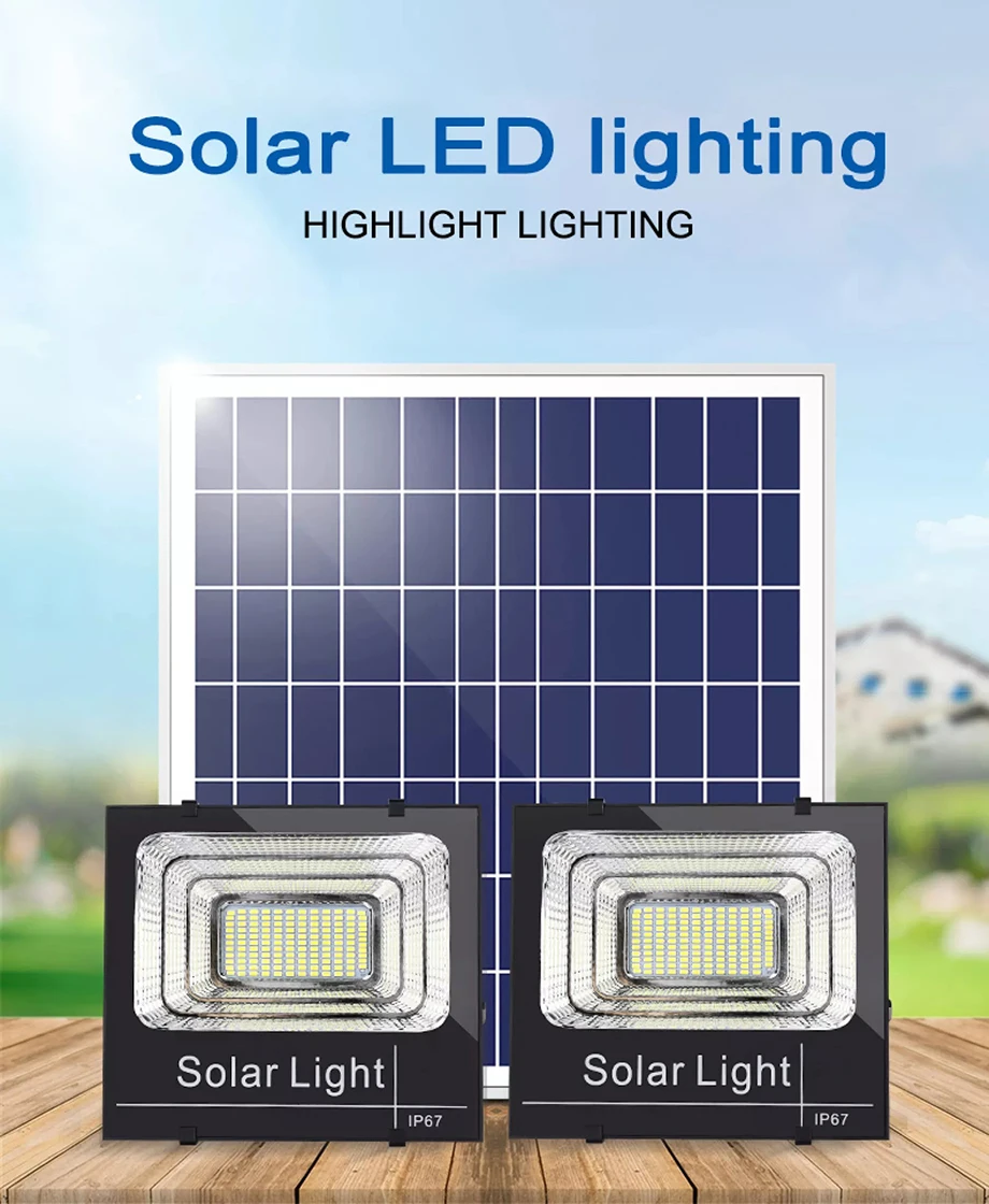 Solar Led Light Outdoor Panel Waterproof Street Lamp IP66 LED Remote Control Floodlight Is Suitable For Swimming Pool Courtyard solar light bulb
