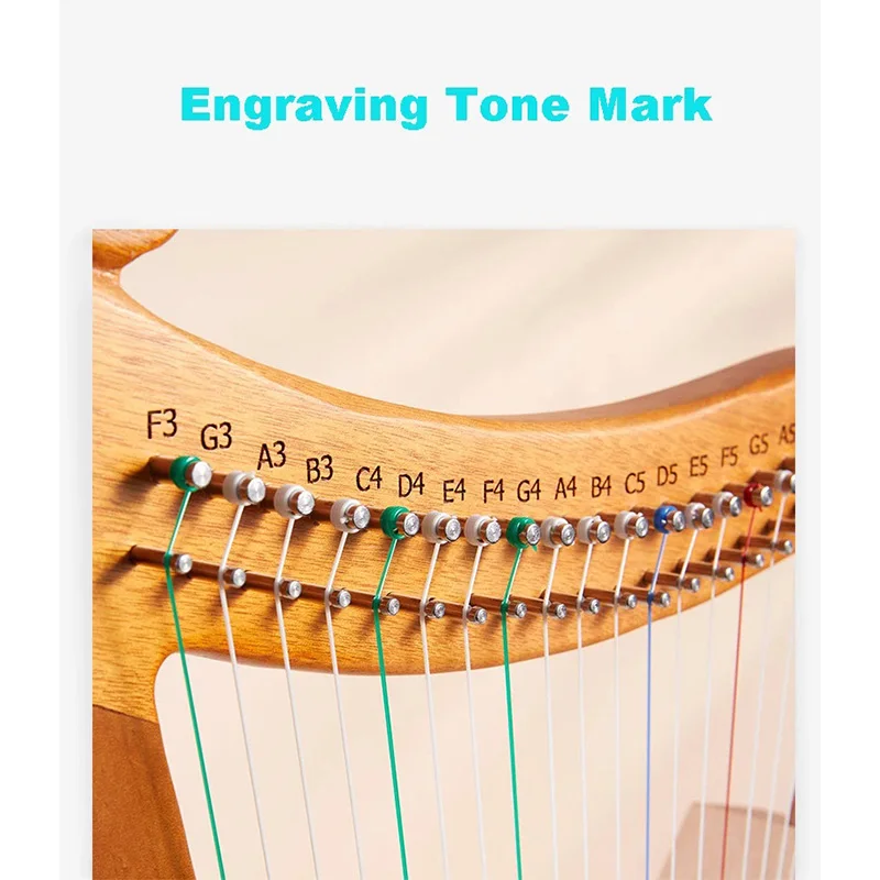 Harp 19 String Lyre Harp Instrument Full Veneer Solid Wood Mahogany 19 String Musical Instrument
