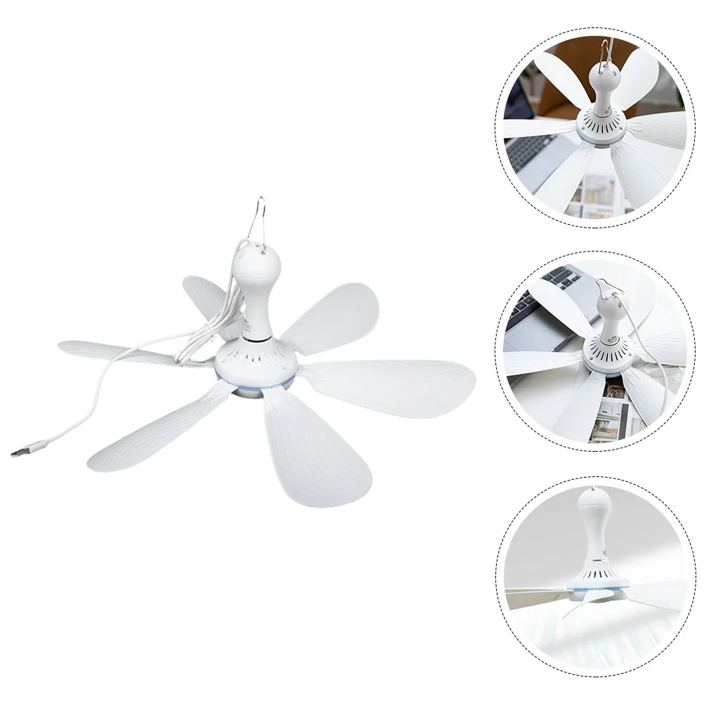 

Six Leaf Ceiling Fan Outdoor Fans Camping Household USB Plastic Tent Dorm Hanging for outside