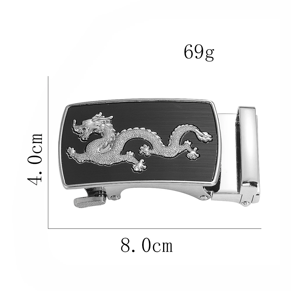 Mythical Animals Chinese Dragon Geometry Rectangle Automatic Metal Belt Buckle Punk Hip Hop Sash Clasp Men\'s Jeans Accessories