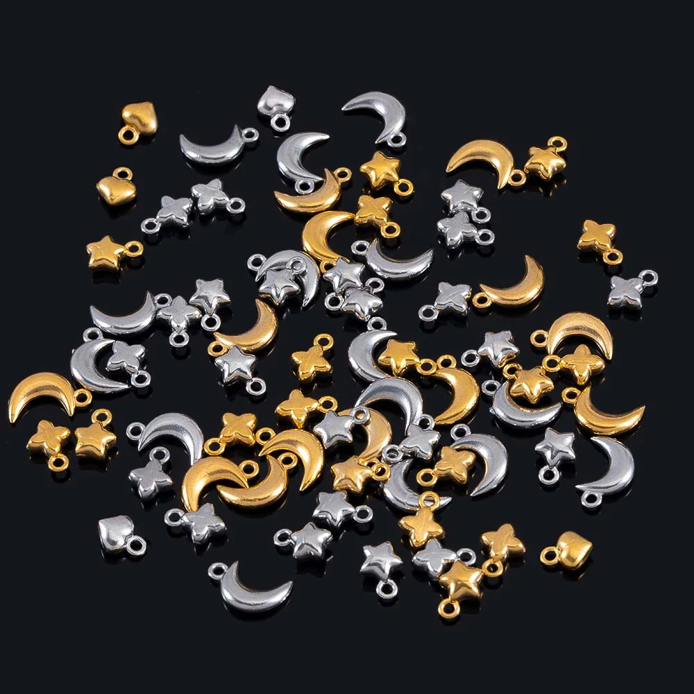 10 Stück Edelstahl Mini Herz Stern Anhänger Mond Halskette Charms für Ohrring Schmuckherstellung DIY Zubehör Zubehör Zubehör – Detail 7