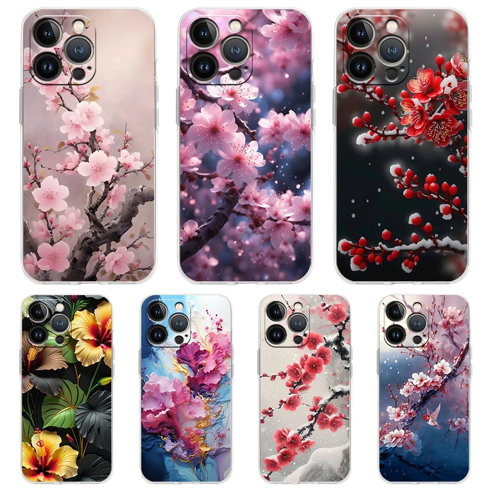 Plum Blossom Transparent Soft Phone Case