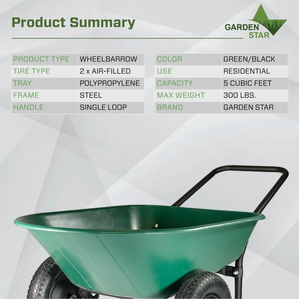 70007 The Original Yard Rover Dual-Wheel Home Garden Wheelbarrow Cart  55"D x 27.5"W x 27.5"H 4