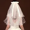 50cm 70cm Elegant White Bridal Veil With Hair Clip Simple Double Layer Wedding Veil White Pink Black Bow Bachelorette Party Veil 1