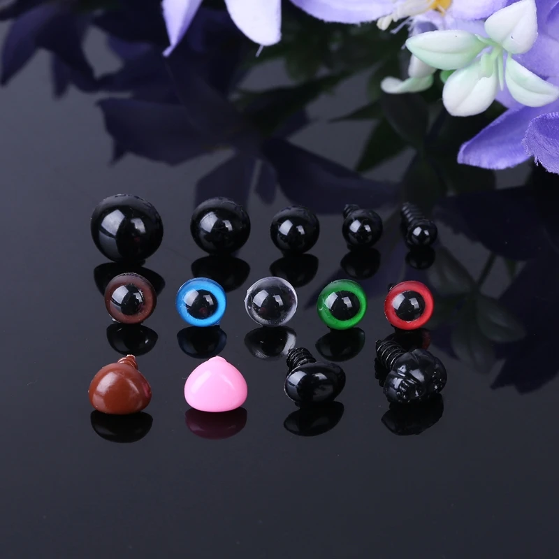 

50pcs/set Pink/Black/Brown/Colorful for TRIANGLE Nose Round Safety Eyes with Washers for Bear Puppet Dolls Toys Accessories