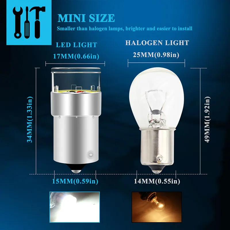 ڵ Led  õ , P21W 1156 BA15S 1157 BAY15D P21/5W, R5W R10W ڵ   12V 6000K   , 2 