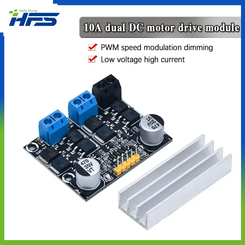 

10A dual DC motor drive module forward and reverse PWM speed regulation dimming 3-18v low voltage high current