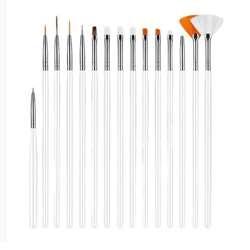 15Pcs Multifunctional Nail Art Brush Set - Line Stripes Carving Drawing Pens, UV Gel Painting Manicure Tools for DIY Salon