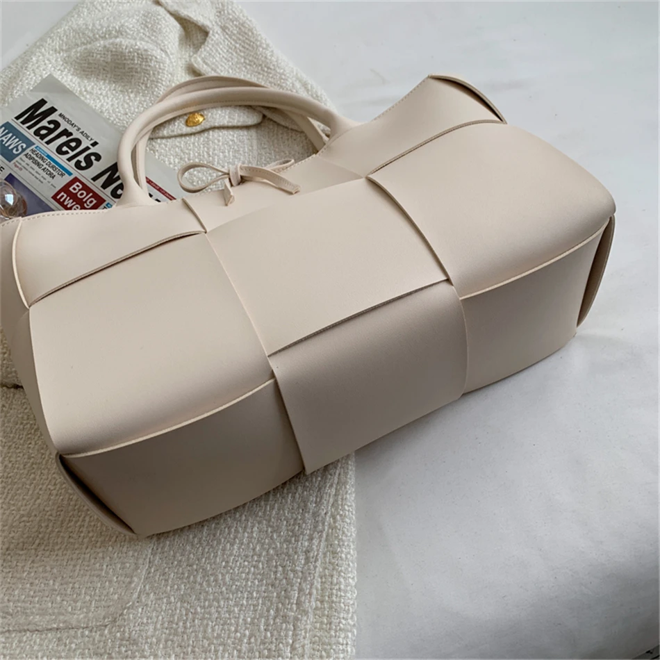 2 Set Weave Large Capacity Women's Tote Bags PU Leather Shoulder Bags for Women 2022 Fashion Lady Top-handle Bag Luxury Handbags