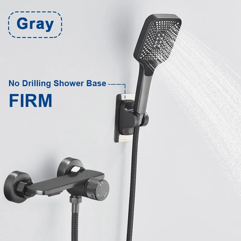 Wall Mounted Grey Waterfall Shower Set Bathtub Shower Faucet Brass Split Hot & Cold Mix Faucet Small Bathroom Shower Set 6