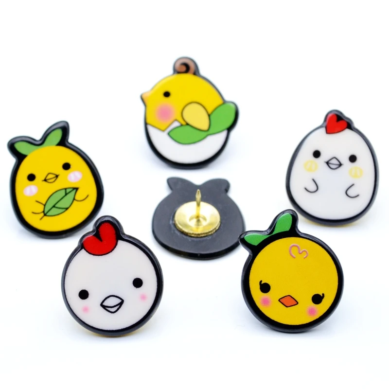 

5 Pcs 5 Colors Acrylic Thumbtack Cute Chick Shape Push Pin Creative Cork Big Head Pushpins Can Be Nailed Wall Shaped Office Pins