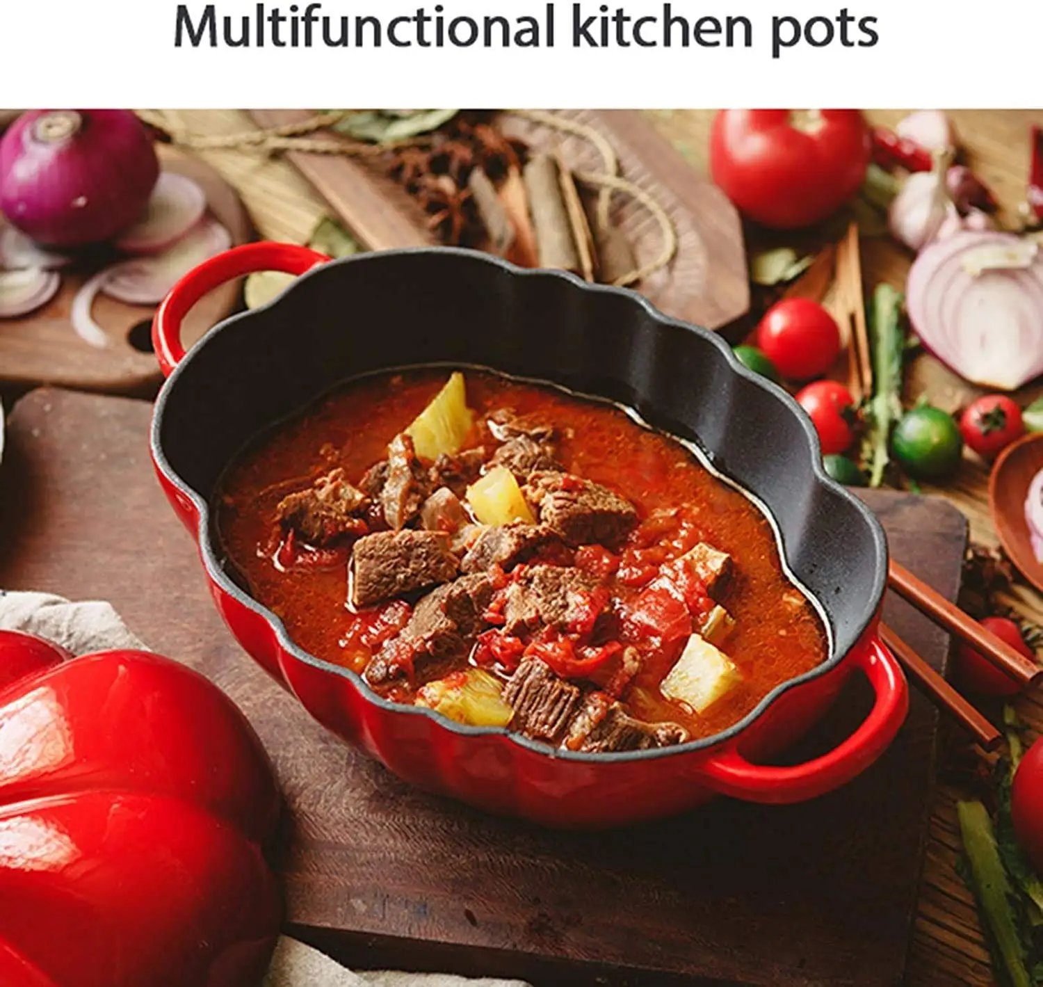 25cm トマトエナメル鋳鉄ダッチオーブン 2.9L キャセロールディッシュ