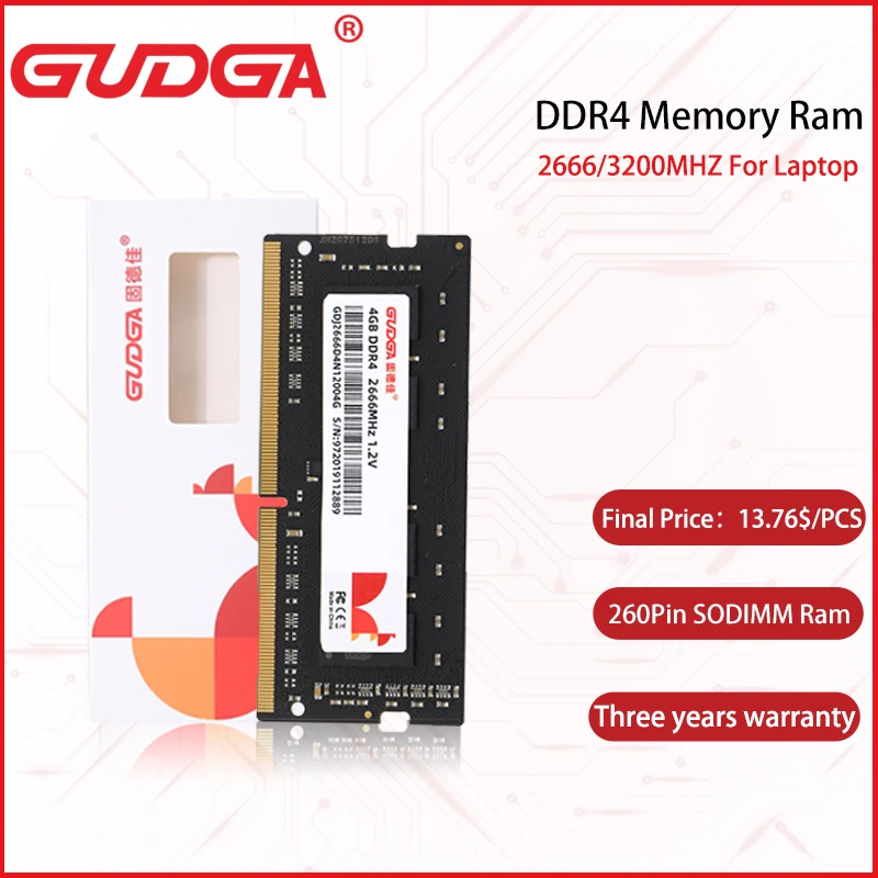 Gudga Ddr4 Notebook Ram Memory 4gb 8gb 16gb 32gb 3000mhz 3200mhz 2666mhz Sodim 1.2v Dual For Laptop Computer - Rams AliExpress