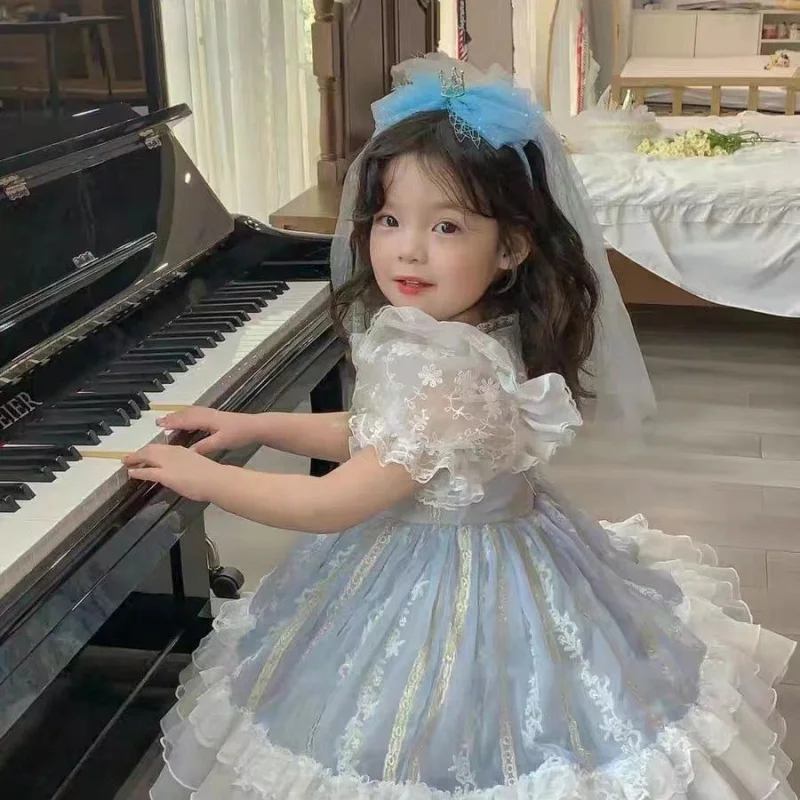 

Baby princess dress2024New Summer Western Style Children's One-Year-Old Birthday Dress Girl's Dress