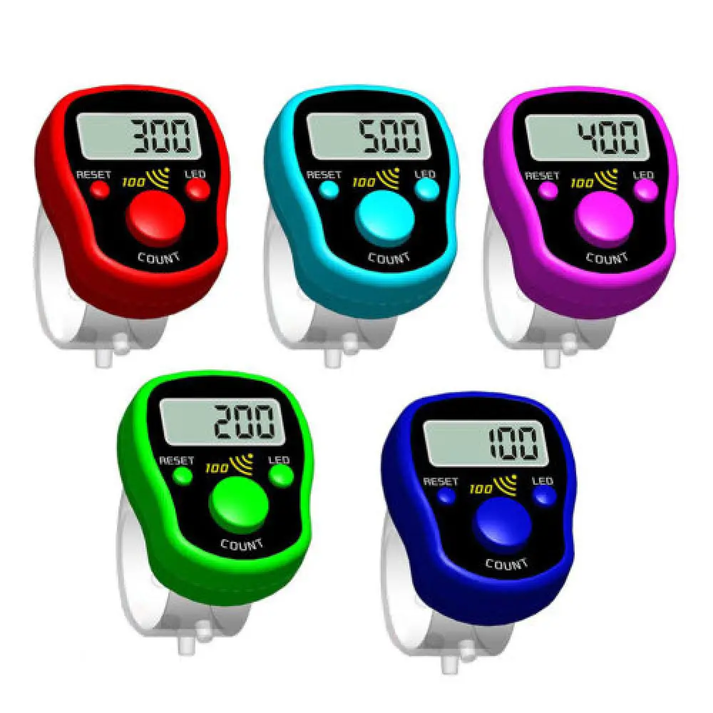 1Pc Random Color Finger Counter Digital LED Electronic Handheld Tally Counter Clicker Finger Ring Golf Digit Stitch Marker