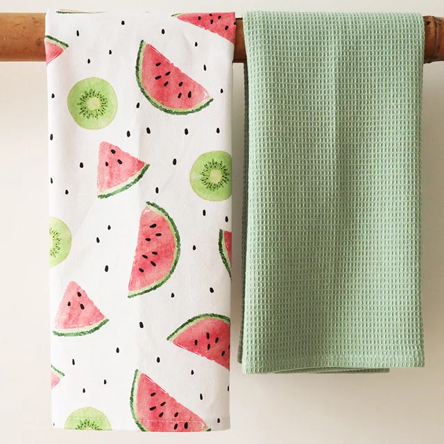 2Db/Set 45X65 Cm Nyomtatott Tiszta Pamut Asztal Szalvéták Konyhai Gofri Tea Törölközők Abszorbens Edénytisztító Kendő - Image 6