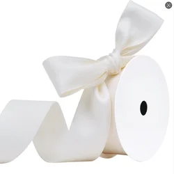 Elegant Matte Satin Ribbon for DIY Crafts and Decorations - 5 Yards, 3.8CM (Ivory)