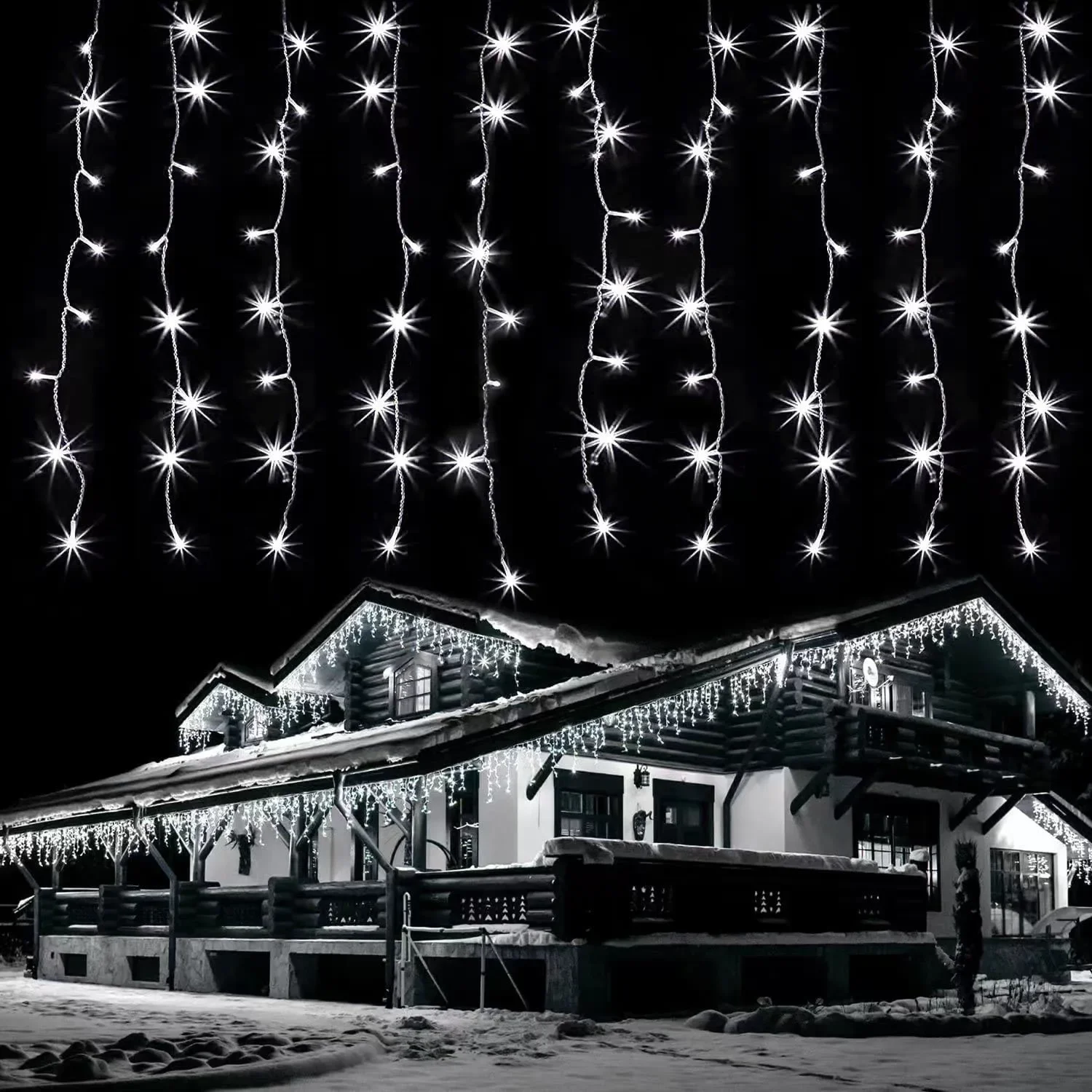 thumbnail image 1 of Decoración navideña de Ramadán 2023 para el hogar, exterior, impermeable, cortina LED, guirnalda de luces de carámbanos, guirnalda de calle para la casa, invierno, 1 of 5
