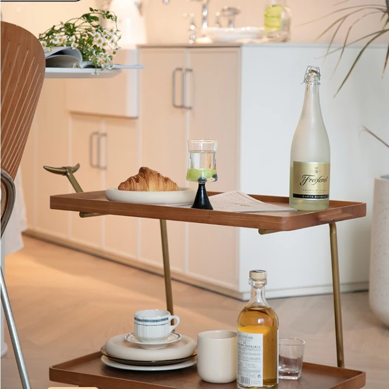 

Zhonggu Trolley Household Modern Minimalist Solid Wood Storage Dining Car Mobile Side Table Corner Table