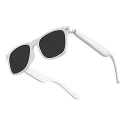 Bluetooth Smart Glasses with AI Voice Navigation and Photochromic Lenses (White sunglasses)
