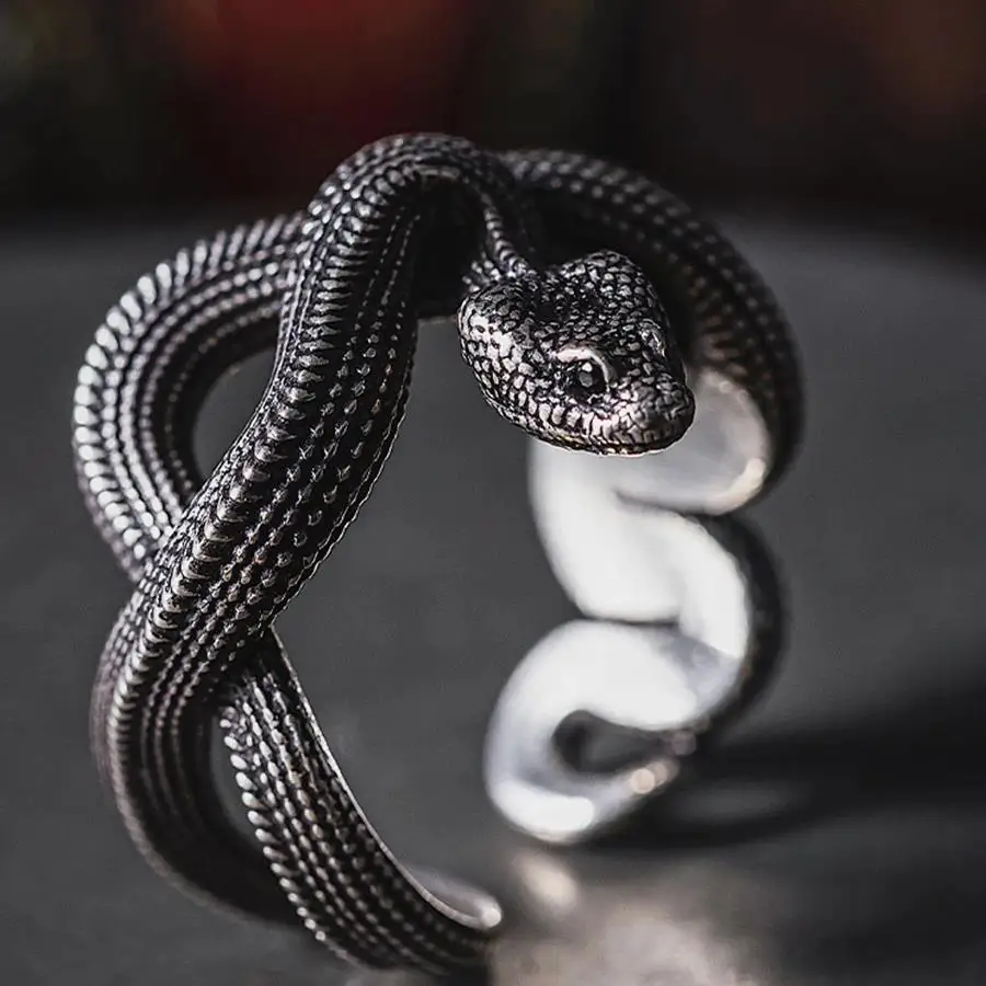 Retro-European-and-American-new-python-ring-dark-punk-style-three ...