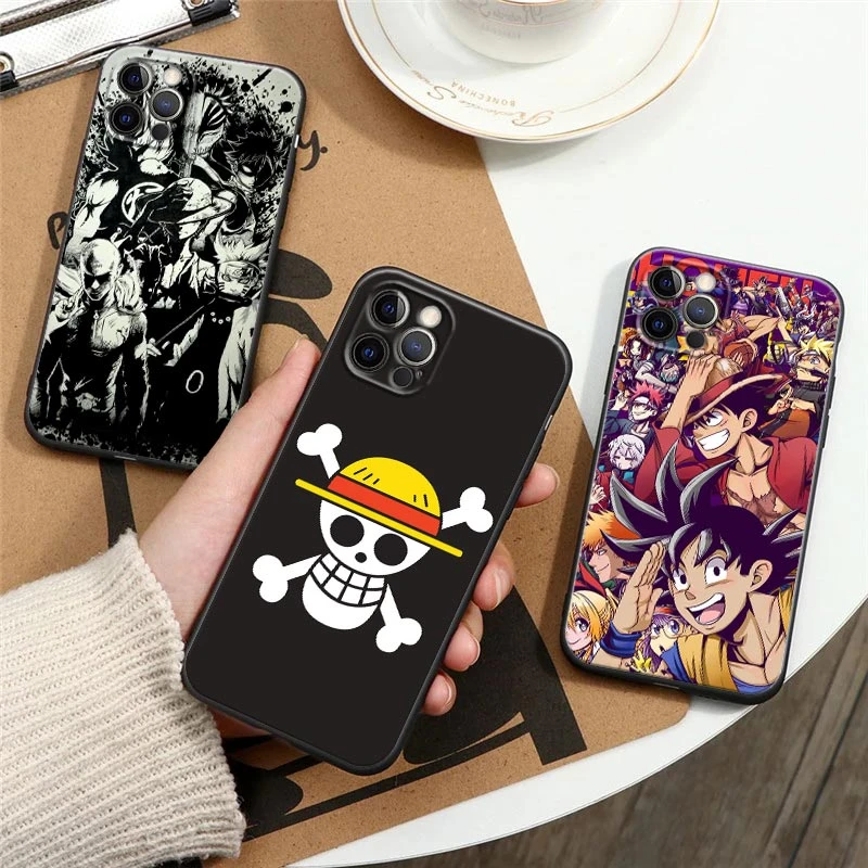 Luffy One Piece Anime Phone Case For Iphone 6 7 8 Plus Se 3 22 11 12 13 Pro Xs Max Mini Xr Case Black Soft Silicone Cover Aliexpress