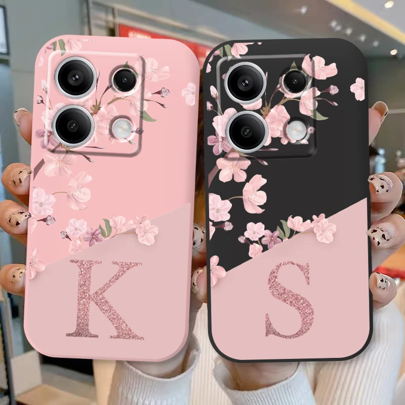 Elegant Letter Flower Phone Case - Shockproof TPU Bumper Soft Silicone Cover