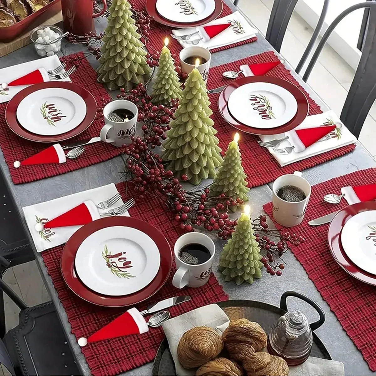 5pcs Merry Christmas Decoration Tableware Bag Rack