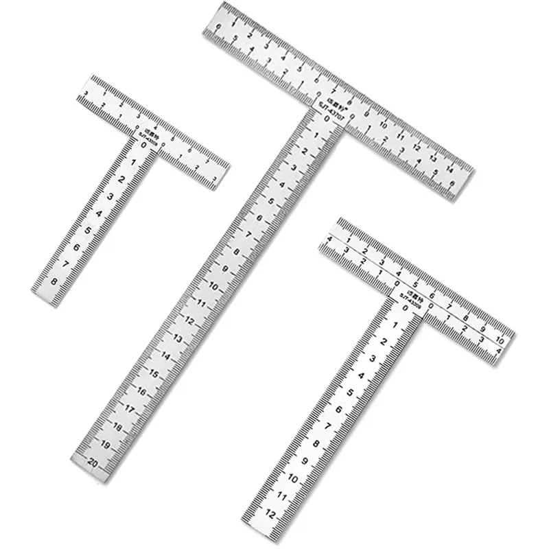 Stainless Steel Ruler 1PCS Integrated T-shaped With 90 Degree Right Angle and Thickened Scale Engineering Ruler