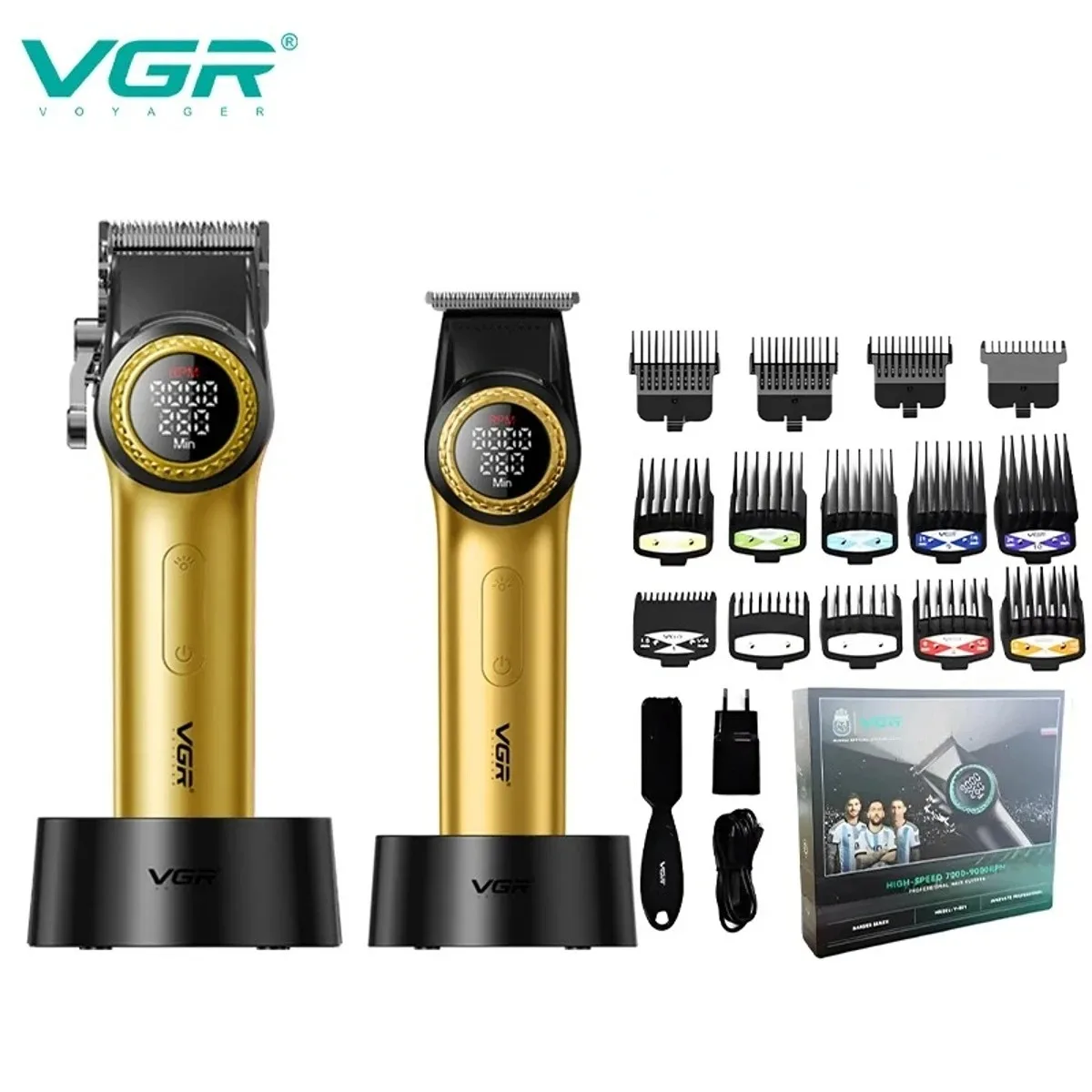 VGR Hair Trimmer Professional Hair Cutting Machine Electric Barber Clippers Adjustable 9000RPM Metal Trimmer for Men V-001 V-977
