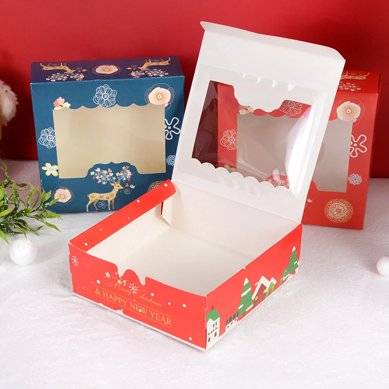 5 Stücke Weihnachten Cookie Box Mit Fenster Süßigkeiten Schokolade Keks Verpackung Boxen Weihnachten Geschenkverpackung 2026 Neujahr Party Leckerli Box – Detail 4