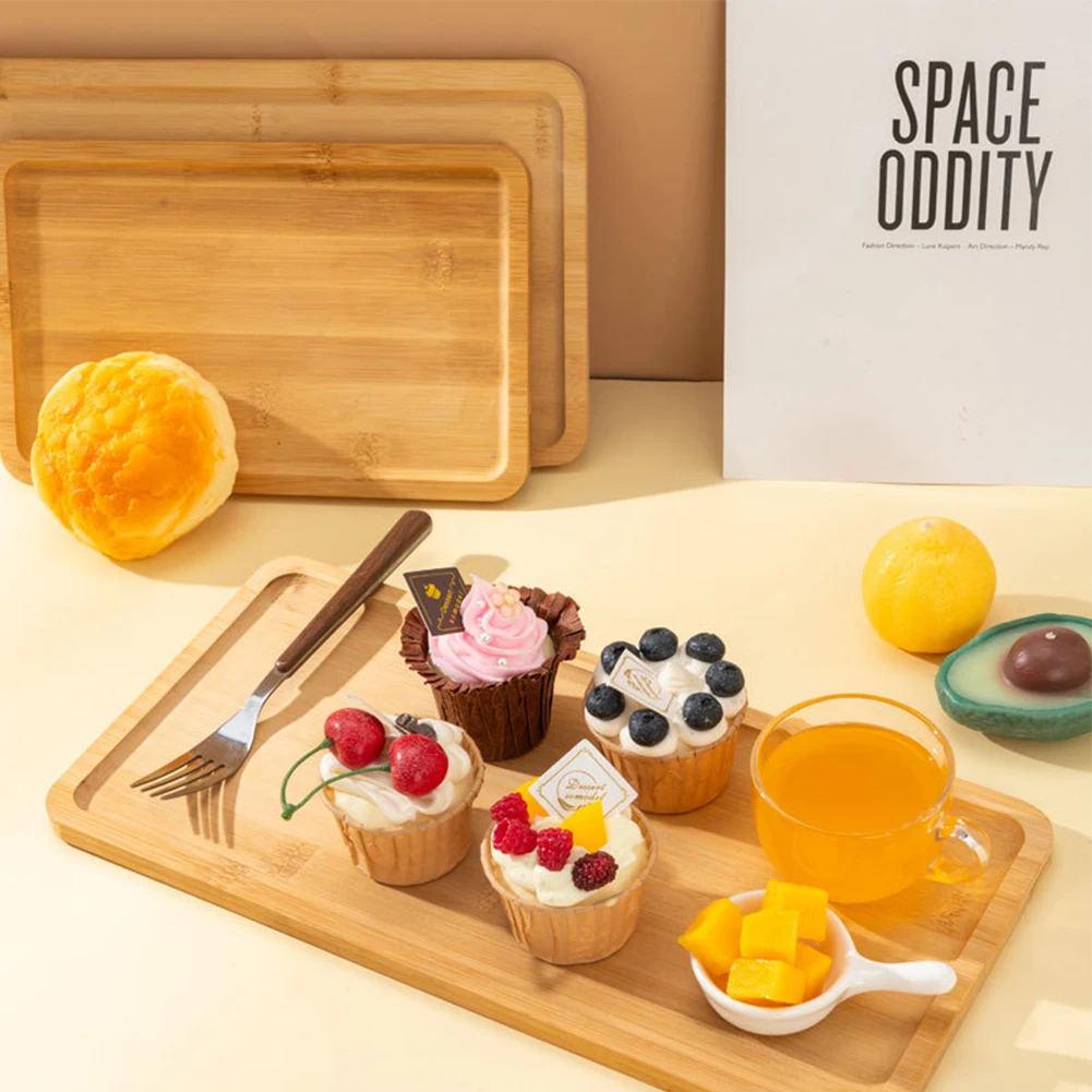 Description Picture 2 of itemBamboos Wood Rectangular Tea Tray Solid Wooden  Tray Tea Cups Trays Stand Tray For Kitchen Party Tea Bar Storage Tray Tableware