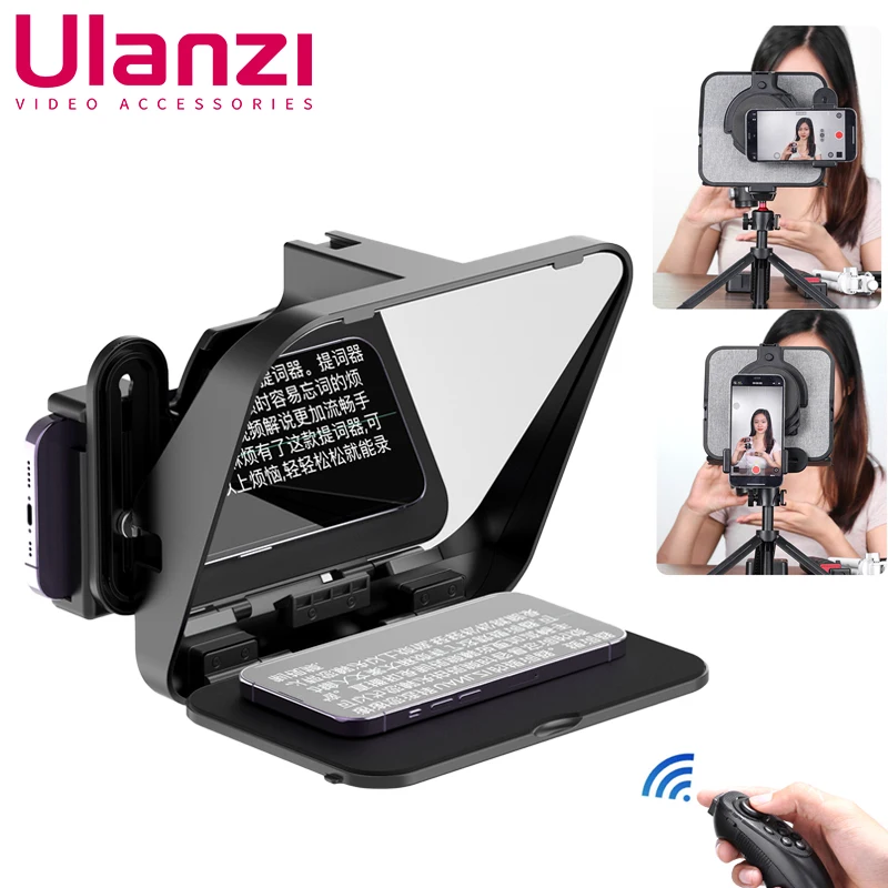 

Ulanzi RT02 Telepromopter Phone Camera Support Horizontal and Vertical Shooting Teleprompter With Control Bluetooth Prompter Kit
