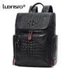 Crocodile Genuine Leather 15.6 inch Laptop Backpack Men Travel Bags Bagpack Waterproof Big Backpack For Teenager Schoolbag 1