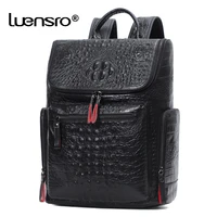 Crocodile Genuine Leather 15.6 inch Laptop Backpack Men Travel Bags Bagpack Waterproof Big Backpack For Teenager Schoolbag 1