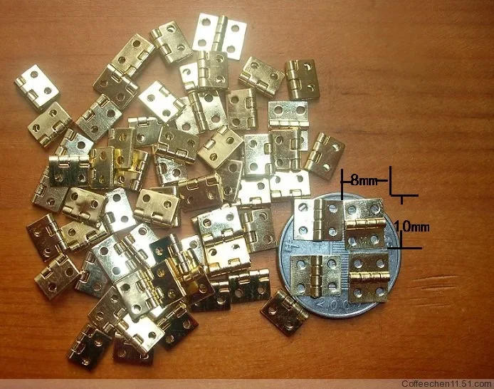 50Pcs 0.26 Inch Door Hinges Flat Hinge 4 Holes Small Hinge 8*10 Small Copper (with Nails) Stainless Steel Door Hinges Furniture Hinge Cabinet Door Hinges Cabinet Hinges Brass Hinges Wooden Box Hinge