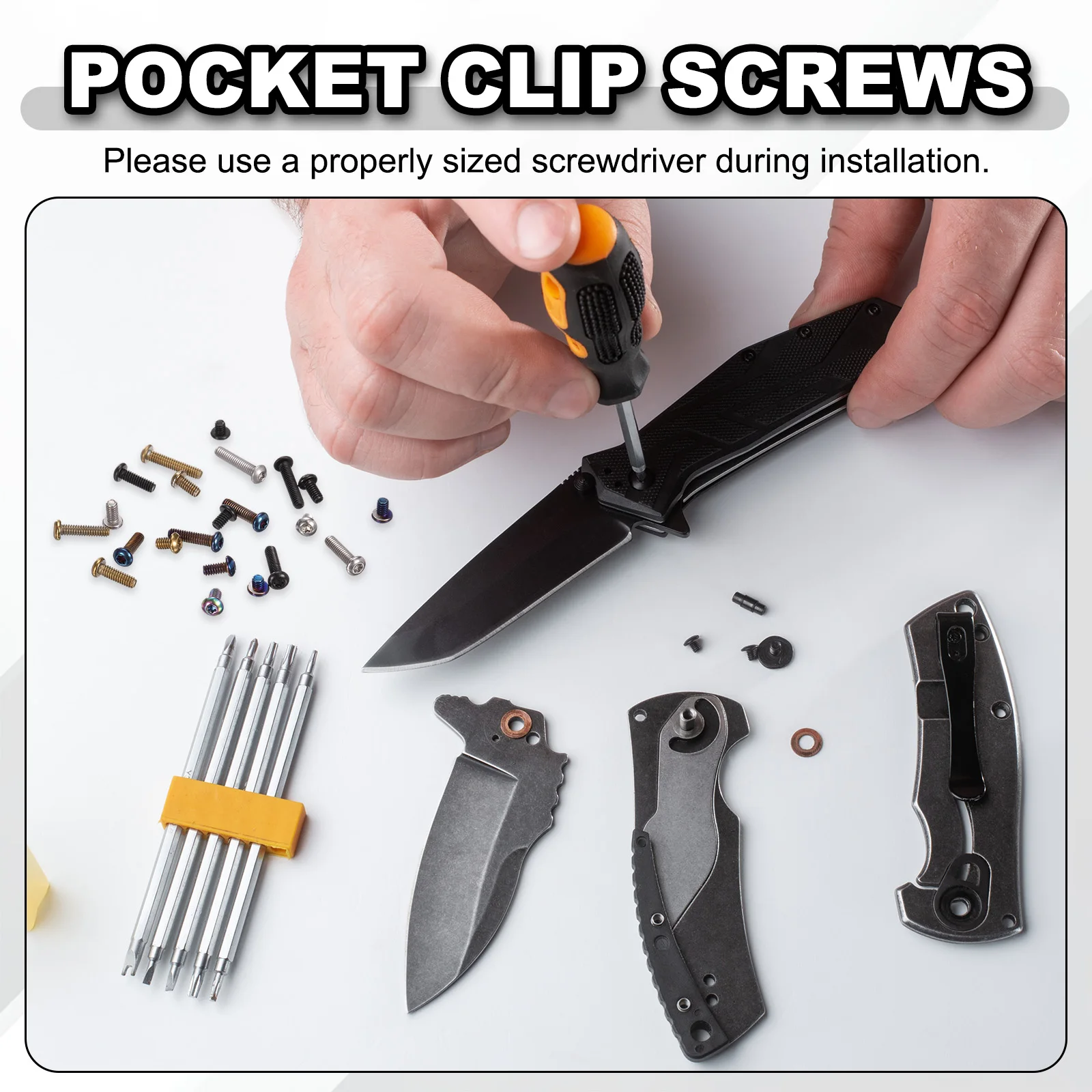 4/10/20pcs Pocket Clip Screws T6 Torx Head 2-56UCN 3.5/4.5/6/7.2mm Thread Length Folding Knife Fasteners for Blade Fixing