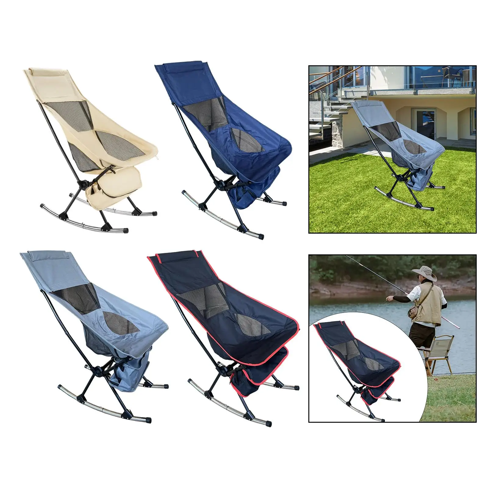 Rocking Camping Chair Heavy Duty Hammock with Storage Bag Swing Chair Seat for