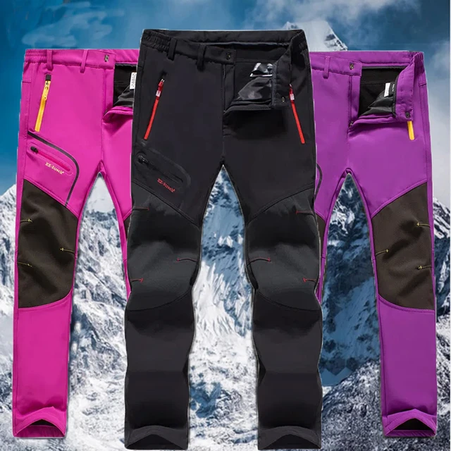 Pantalones de lana de gran tamaño para mujer, pantalón impermeable,  Softshell, cálido, para exteriores, senderismo, Campamento