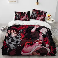 Demon Slayer Bedding Set Kamado Nezuko Duvet Cover Set Bedspread Pillowcase King Queen Full Single Size Bed Linen Kids Teen Gift 5