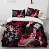 Demon Slayer Bedding Set Kamado Nezuko Duvet Cover Set Bedspread Pillowcase King Queen Full Single Size Bed Linen Kids Teen Gift 5
