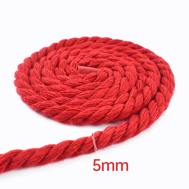 Red Braided Twisted Cotton Cord for DIY Crafts and Accessories – Multiple Lengths and Thickness Options