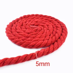 Red Braided Twisted Cotton Cord for DIY Crafts and Accessories - Multiple Lengths and Thickness Options (Red - 5mm)